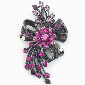 Elegant Pink Crystal Brooch
